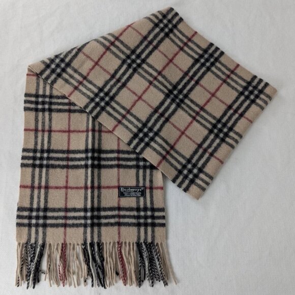 Authentic Burberry's Lambswool Scarf Beige – Unisex – Used – Elegant Fashion. - Picture 1 of 7